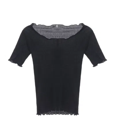 Baserange Ruffle-trim T-shirt In Black
