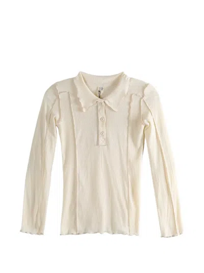 Baserange Ruffled Polo Shirt In Neutral