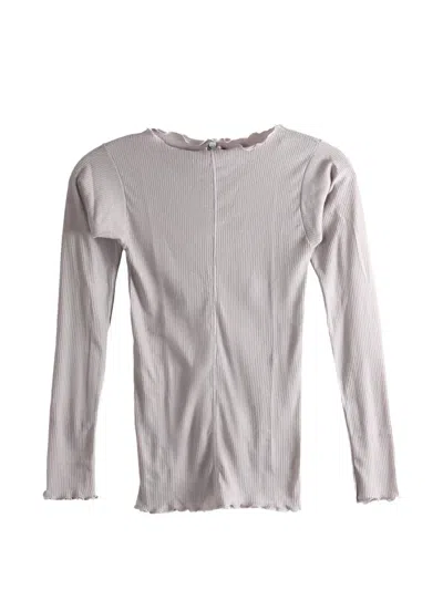 Baserange Ruffled-trim T-shirt In Gray