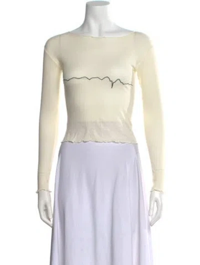 Pre-owned Baserange Scoop Neck Long Sleeve Top In Neutral