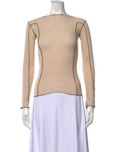 Pre-owned Baserange Scoop Neck Long Sleeve Top In Neutrals