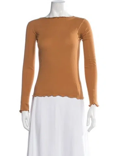 Pre-owned Baserange Scoop Neck Long Sleeve Top In Orange