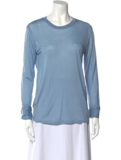 Pre-owned Baserange Scoop Neck Long Sleeve T-shirt In Blue