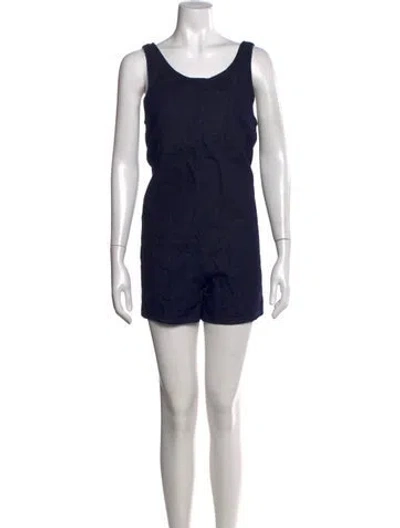 Pre-owned Baserange Scoop Neck Romper In Blue