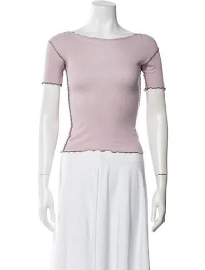 Pre-owned Baserange Scoop Neck Short Sleeve Crop Top In Purple