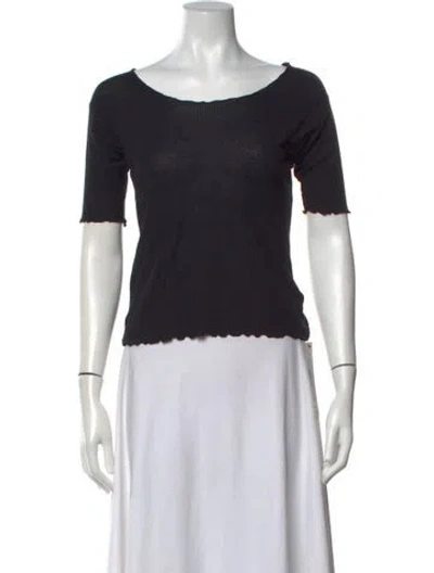 Pre-owned Baserange Scoop Neck Short Sleeve Top In Black