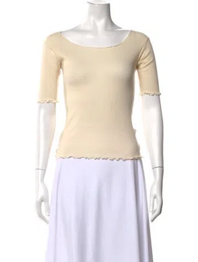 Pre-owned Baserange Scoop Neck Short Sleeve Top In White