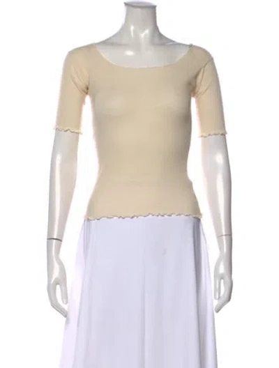 Pre-owned Baserange Scoop Neck Short Sleeve Top In White