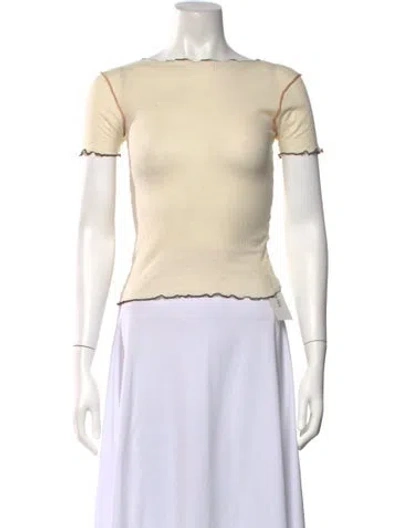 Pre-owned Baserange Scoop Neck Short Sleeve Top In White