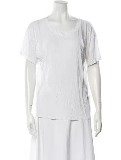 Pre-owned Baserange Scoop Neck Short Sleeve T-shirt In White