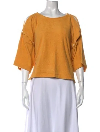 Pre-owned Baserange Scoop Neck Three-quarter Sleeve Top In Yellow