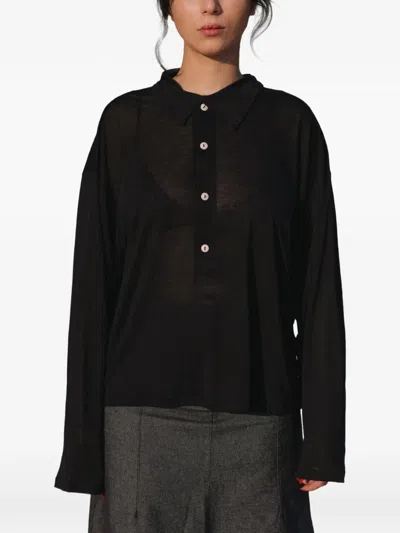 Baserange Seal Lyocell Polo Top In Black