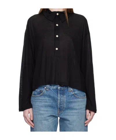 Baserange Seal Lyocell Polo Top In Black