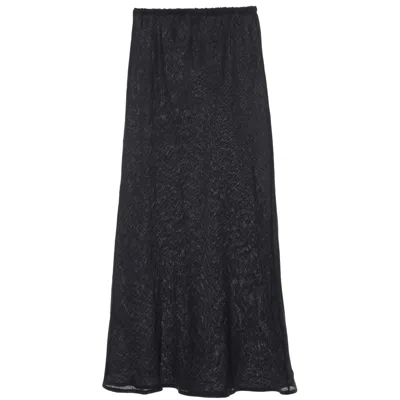 Baserange Semi-sheer Linen Maxi Skirt In Black