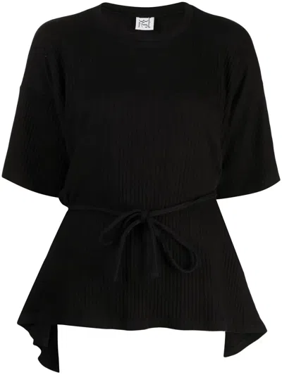 Baserange Shaw Ribbed T-shirt In 黑色