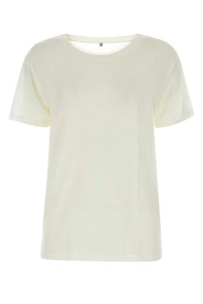 Baserange Short Sleeved Wide Neck T In Beige