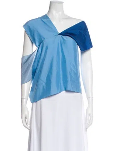 Pre-owned Baserange Silk Asymmetrical Top In Blue