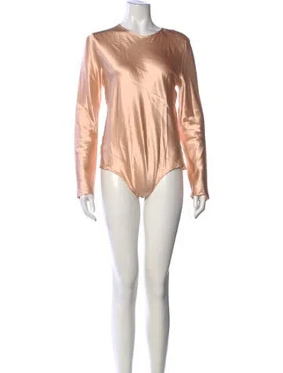 Pre-owned Baserange Silk Crew Neck Bodysuit In Metallic/neutrals