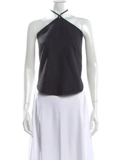 Pre-owned Baserange Silk Halterneck Crop Top In Black