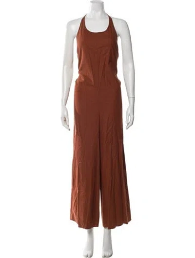 Pre-owned Baserange Silk Halterneck Jumpsuit In Brown