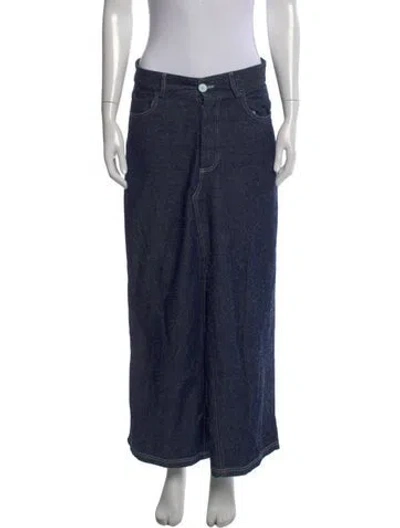 Pre-owned Baserange Silk Long Skirt In Blue