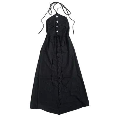 Baserange Silk Midi Dress With Halter Neckline In Black