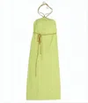 Baserange Silk Midi Dress With Halter Neckline In Yellow