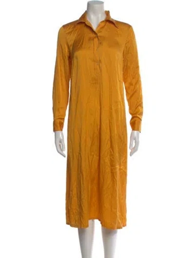 Pre-owned Baserange Silk Midi Length Dress In Yellow
