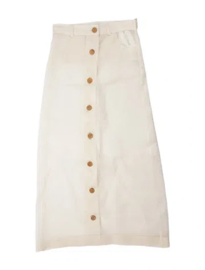 Pre-owned Baserange Silk Midi Length Skirt In White