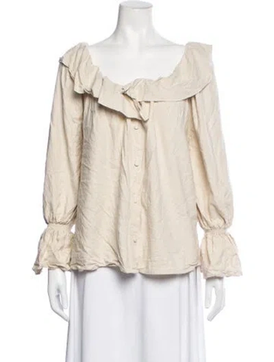 Pre-owned Baserange Silk Off-the-shoulder Blouse In Neutrals