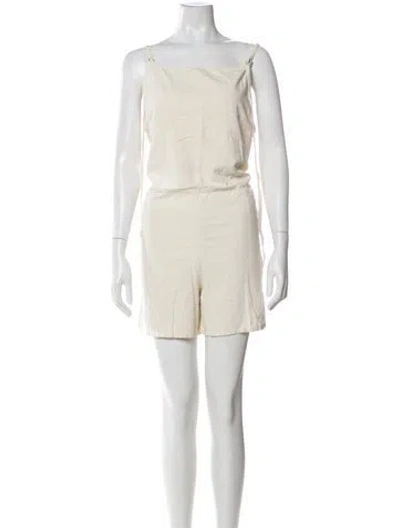 Pre-owned Baserange Silk Square Neckline Romper In Neutral