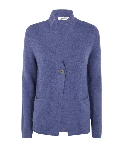 Baserange Single-breasted Knitted Jacket In Blue