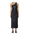 Baserange Navy One Strap Dydine Midi Dress In Black