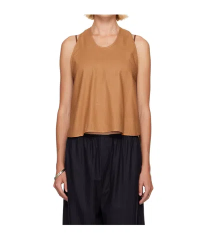Baserange Sleeveless Vest In Brown