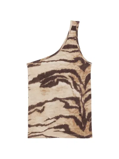 Baserange Speck One-shoulder Top In Animal Print