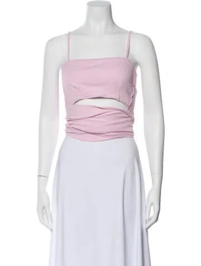 Pre-owned Baserange Square Neckline Sleeveless Crop Top In Pink