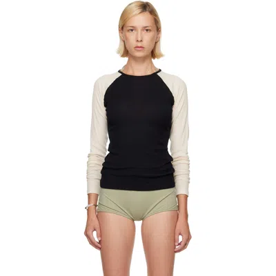 Baserange Ssense Exclusive Black & Off-white Gene Long Sleeve T-shirt In Black/off White