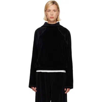 Baserange Ssense Exclusive Black Fold Turtleneck In Black Velour