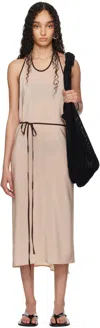 Baserange Ssense Exclusive Pink Apron Wrap Midi Dress In Brown