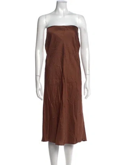 Pre-owned Baserange Strapless Midi Length Dress In Brown
