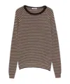 Baserange Striped Crew Neck Sweater In Brown