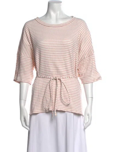 Pre-owned Baserange Striped Crew Neck Top In White