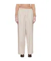 Baserange Striped Elasticated Trousers In Brown