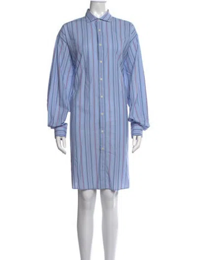 Pre-owned Baserange Striped Knee-length Dress In Blue