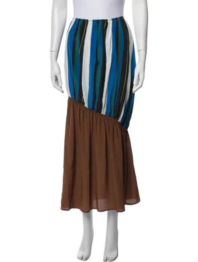 Pre-owned Baserange Striped Long Skirt In Orange