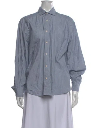 Pre-owned Baserange Striped Long Sleeve Top In Blue