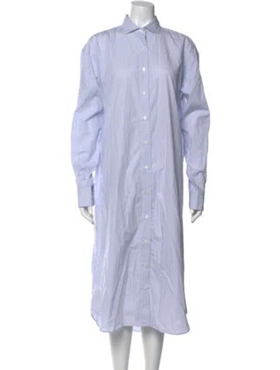 Pre-owned Baserange Striped Midi Length Dress In Blue