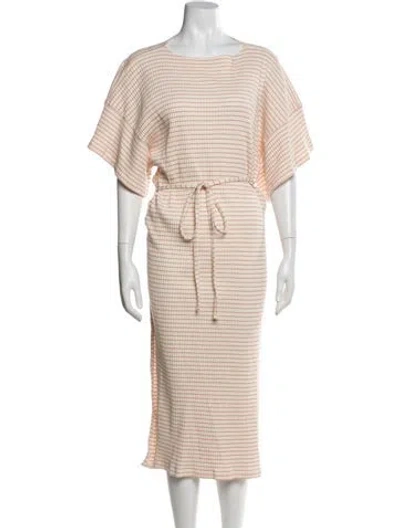 Pre-owned Baserange Striped Midi Length Dress In Pink