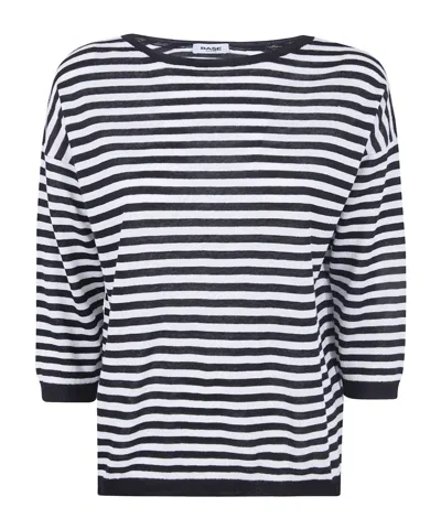 Baserange Striped Sweater In Blue