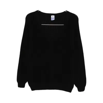 Baserange V-neck Cotton Sweater In Black